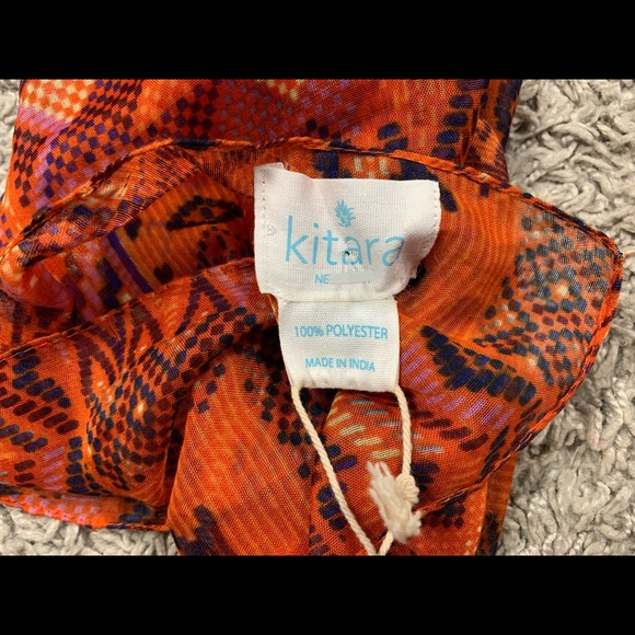 Kitara, Tribal Print Scarf in Orange - Picture 3 of 6